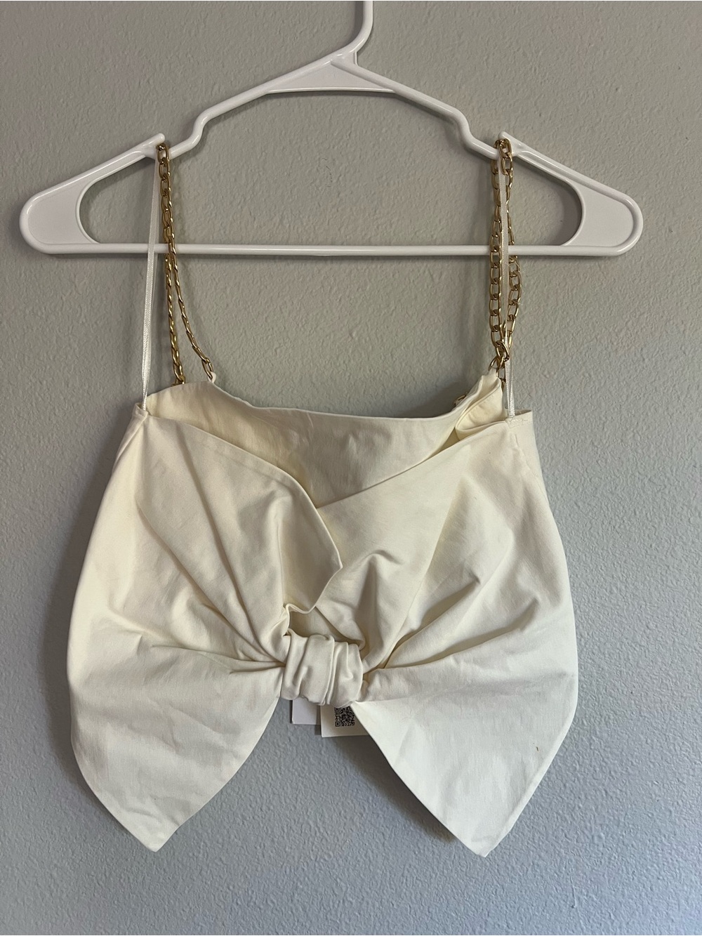 NWT Zara Cream Bow Cropped Top, M